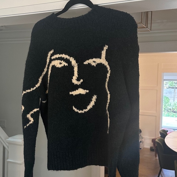 PALOMA - Stunning Dark Teal and Ivory Wool Blend Face Sweater - Size L. - Picture 3 of 11